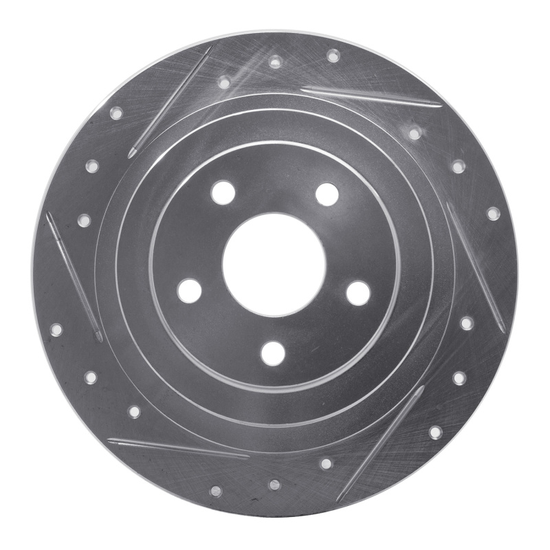 Subaru Outback Brake Rotor (1) - Rear Left - R1 Concepts - Drilled & Slotted - Silver - `00-`06